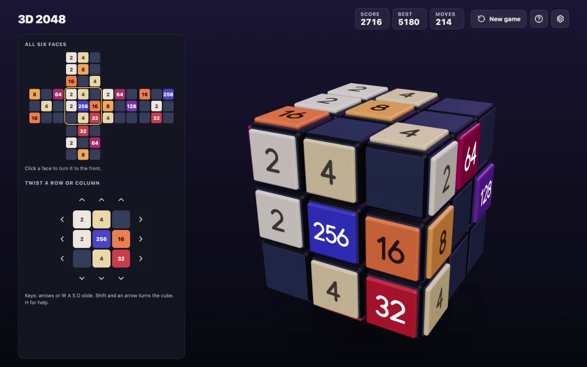 3D 2048 on desktop