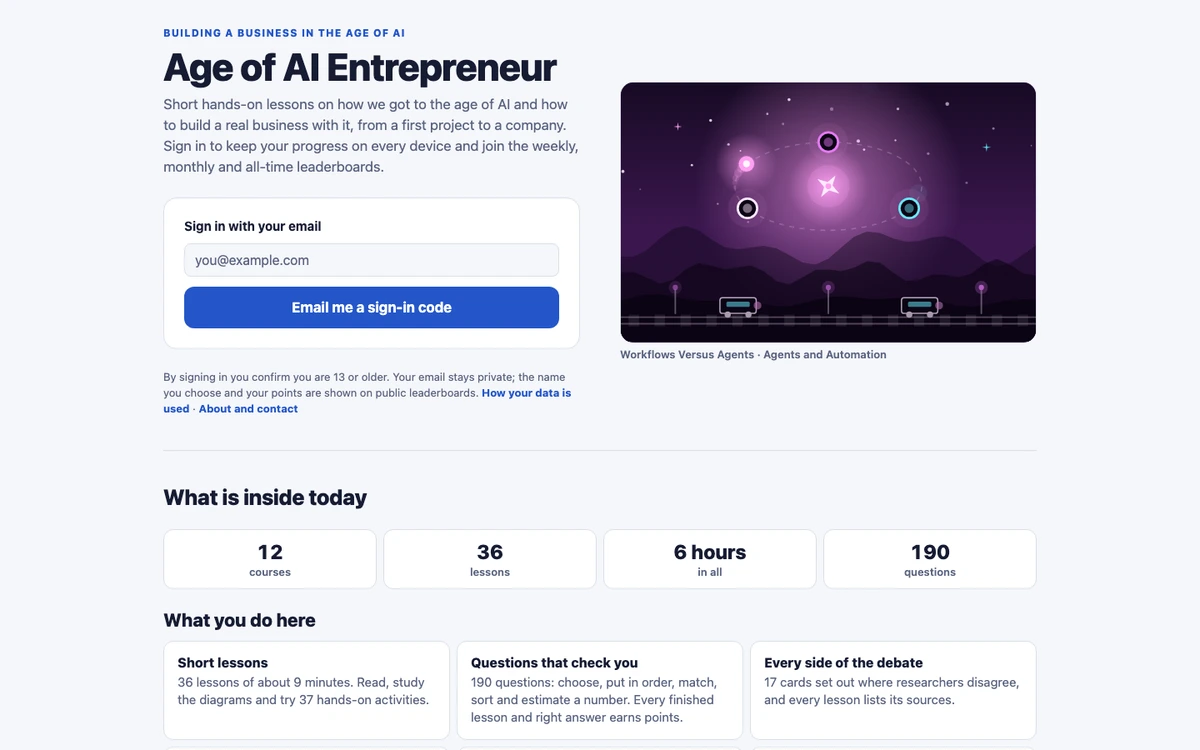 Age of AI Entrepreneur on desktop