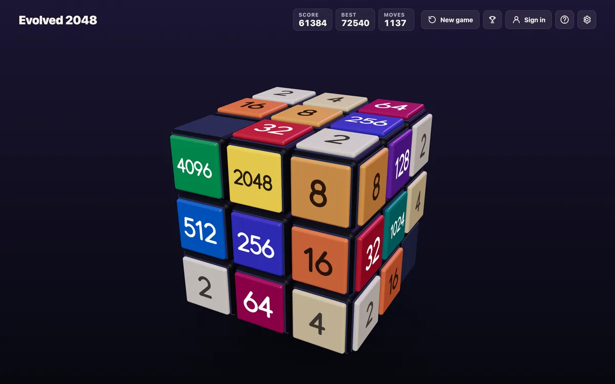 Evolved 2048 on desktop