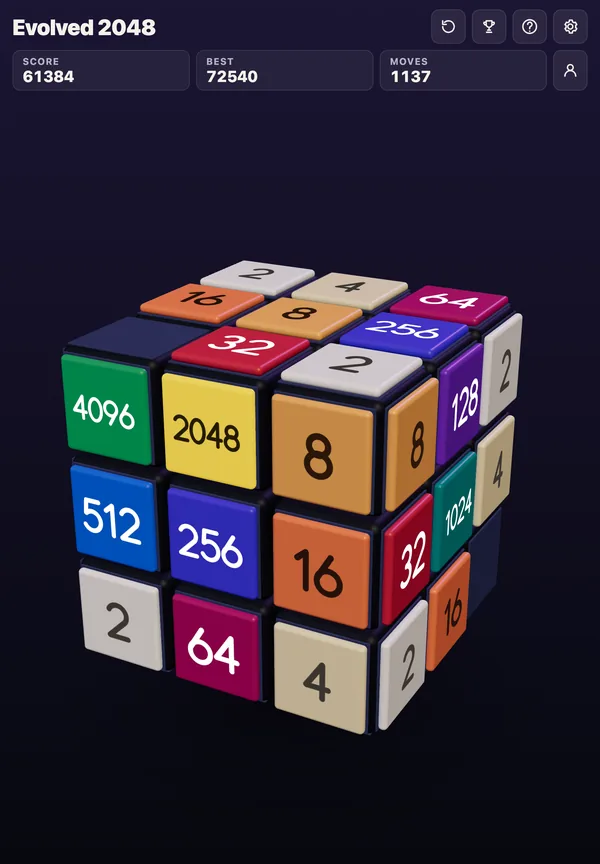 Evolved 2048 on tablet